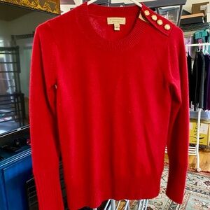 Burberry Red Sweater with Gold Button 100% cashmere women size XS